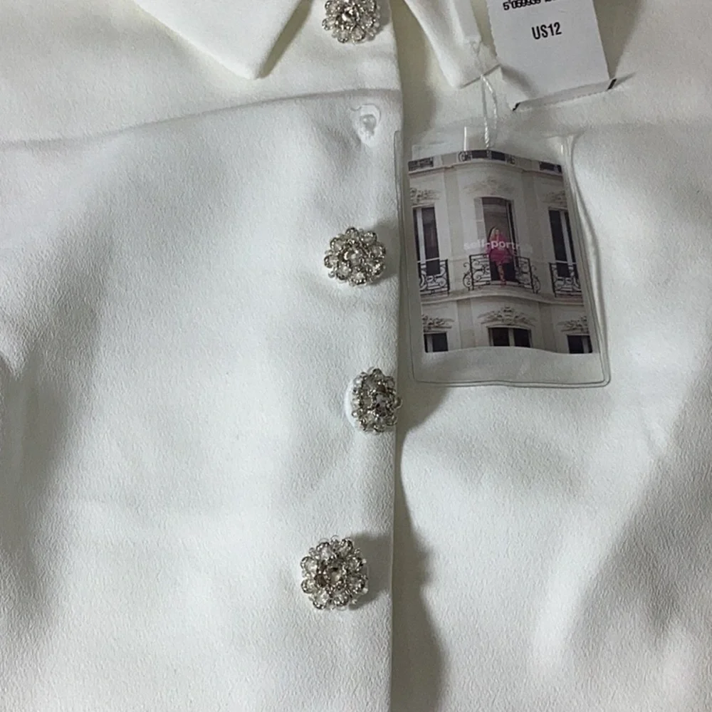 Self-Portrait Button up vest top sleeveless with placket in white